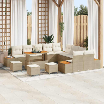 Set Divano da Giardino 14 pcs Beige polyrattan
