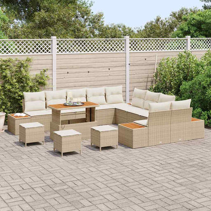 Set Divano da Giardino 14 pcs Beige polyrattan