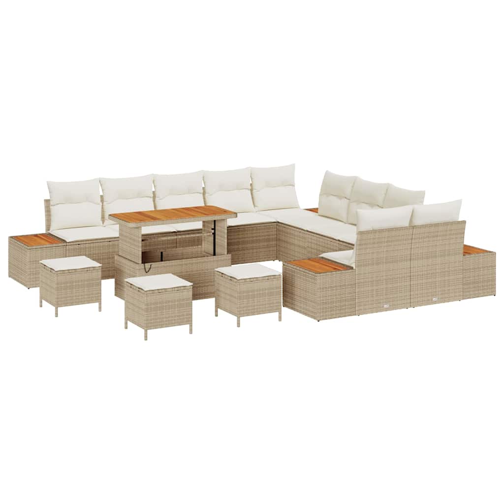 Set Divano da Giardino 14 pcs Beige polyrattan