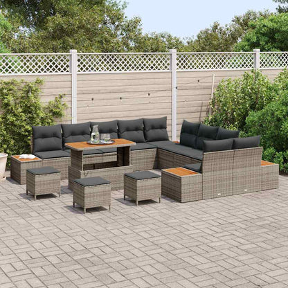 Set Divano da Giardino 14 pcs Grigio polyrattan