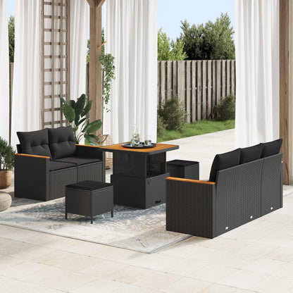 Set Divano da Giardino 8 pcs Nero polyrattan