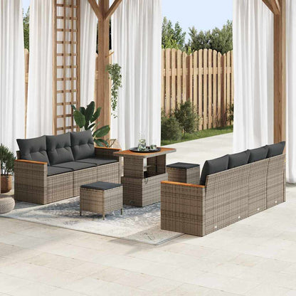 Set Divano da Giardino 10 pcs Grigio polyrattan