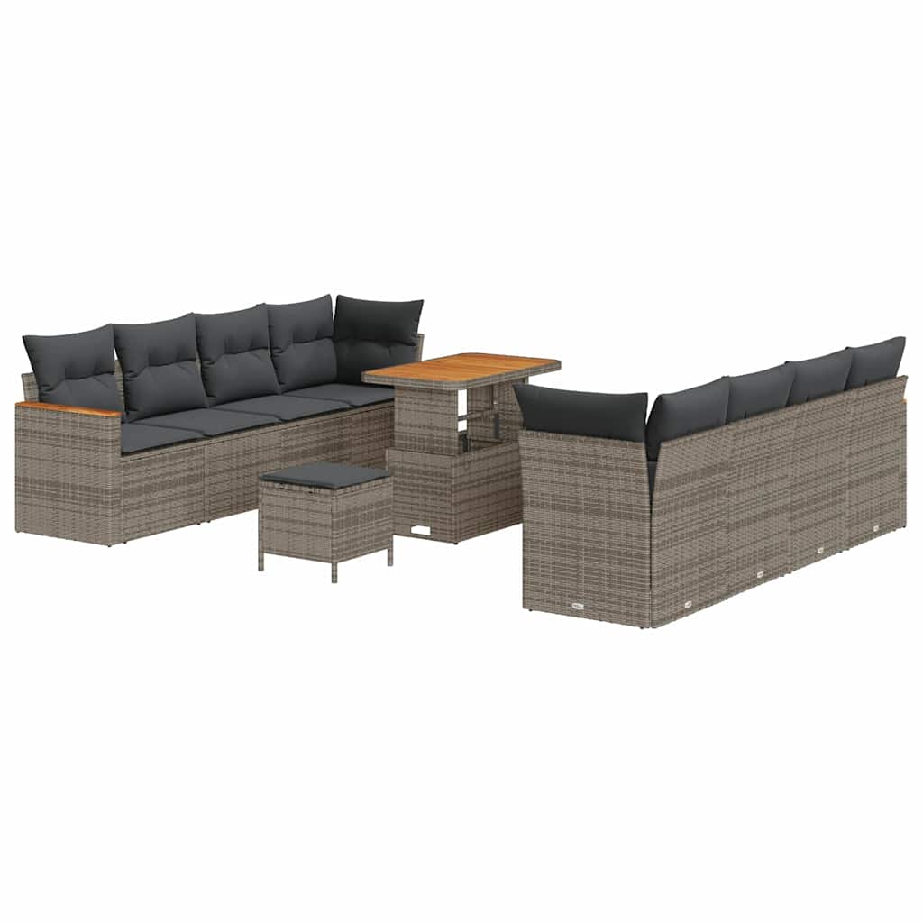 Set Divano da Giardino 11 pcs Grigio polyrattan