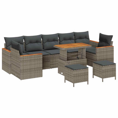 Set Divano da Giardino 10 pcs Grigio polyrattan