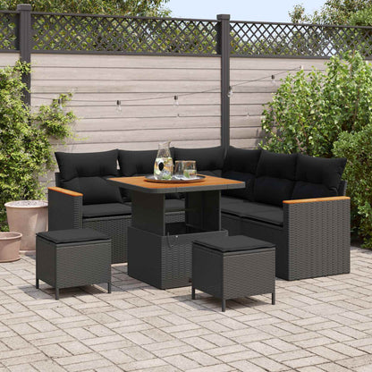 Set Divano da Giardino 8 pcs Nero polyrattan