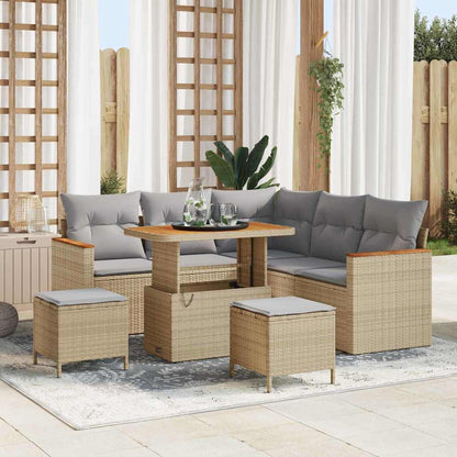 Set Divano da Giardino 8 pcs Beige polyrattan