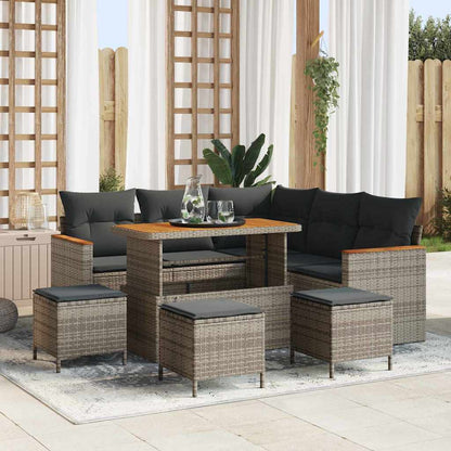 Set Divano da Giardino 9 pcs Grigio polyrattan