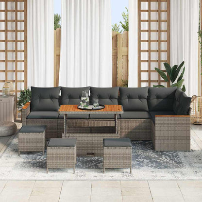 Set Divano da Giardino 10 pcs Grigio polyrattan