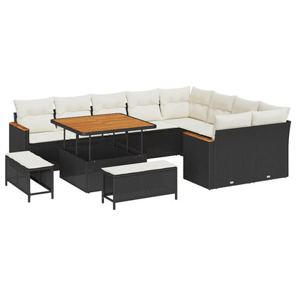 Set Divano da Giardino 12 pcs Nero polyrattan