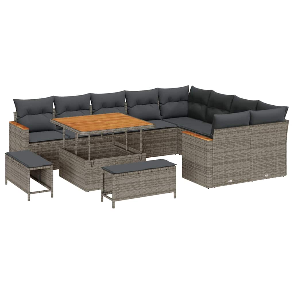 Set Divano da Giardino 12 pcs Grigio polyrattan