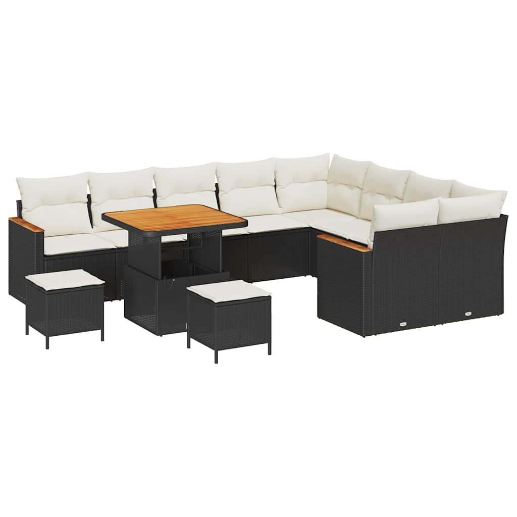 Set Divano da Giardino 12 pcs Nero polyrattan