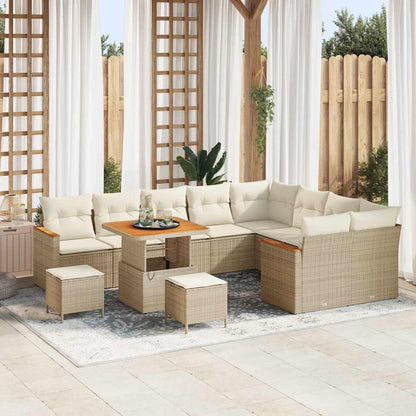 Set Divano da Giardino 12 pcs Beige polyrattan