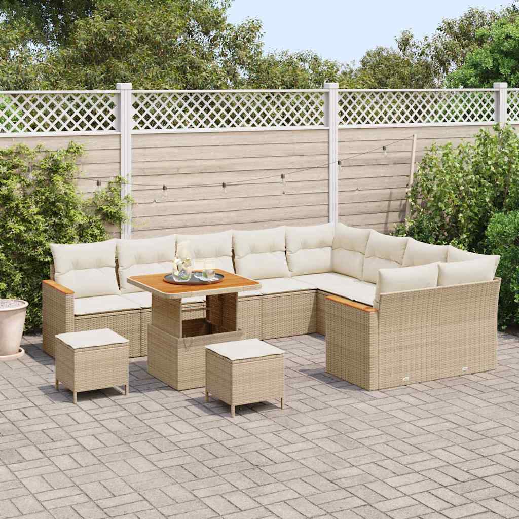 Set Divano da Giardino 12 pcs Beige polyrattan