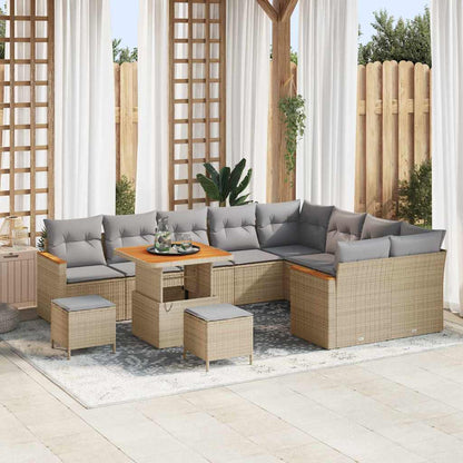 Set Divano da Giardino 12 pcs Beige polyrattan