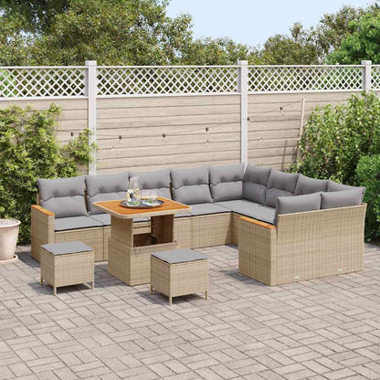 Set Divano da Giardino 12 pcs Beige polyrattan