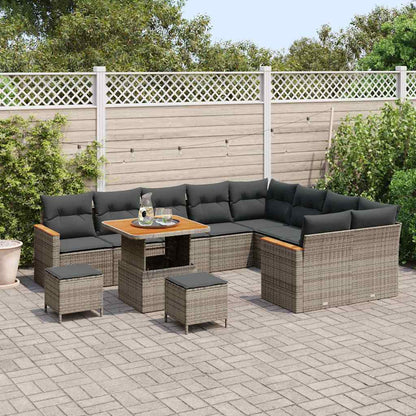 Set Divano da Giardino 12 pcs Grigio polyrattan