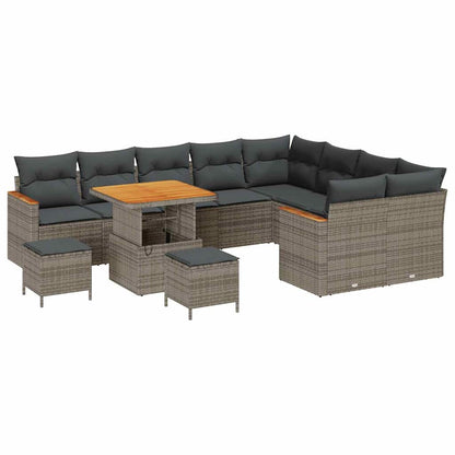 Set Divano da Giardino 12 pcs Grigio polyrattan