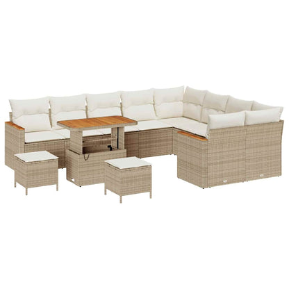 Set Divano da Giardino 12 pcs Beige polyrattan