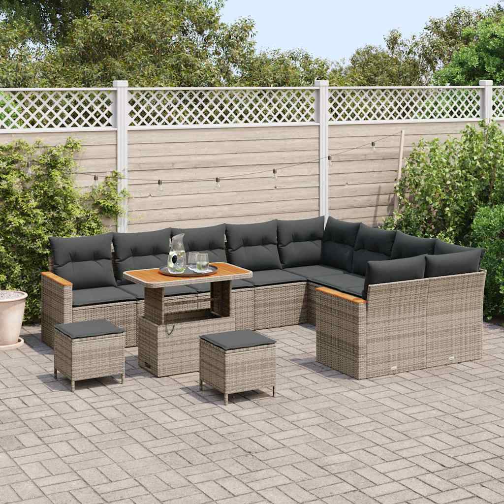 Set Divano da Giardino 12 pcs Grigio polyrattan