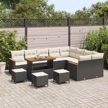 Set Divano da Giardino 13 pcs Nero polyrattan