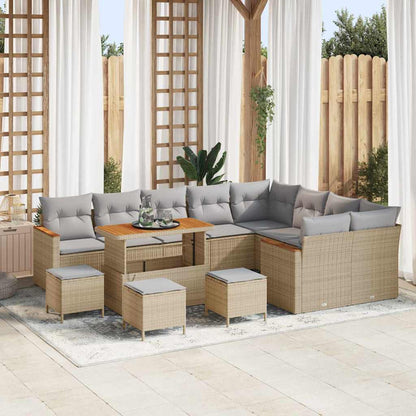 Set Divano da Giardino 13 pcs Beige polyrattan