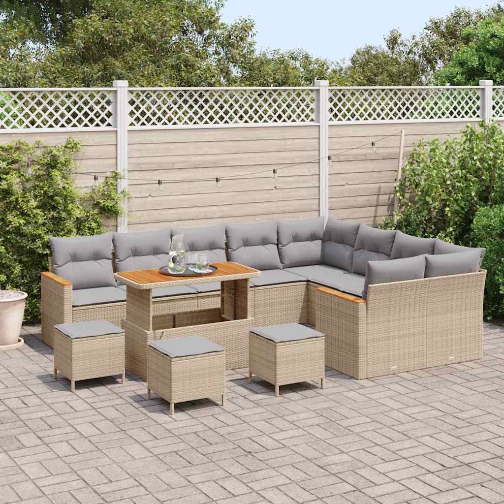 Set Divano da Giardino 13 pcs Beige polyrattan