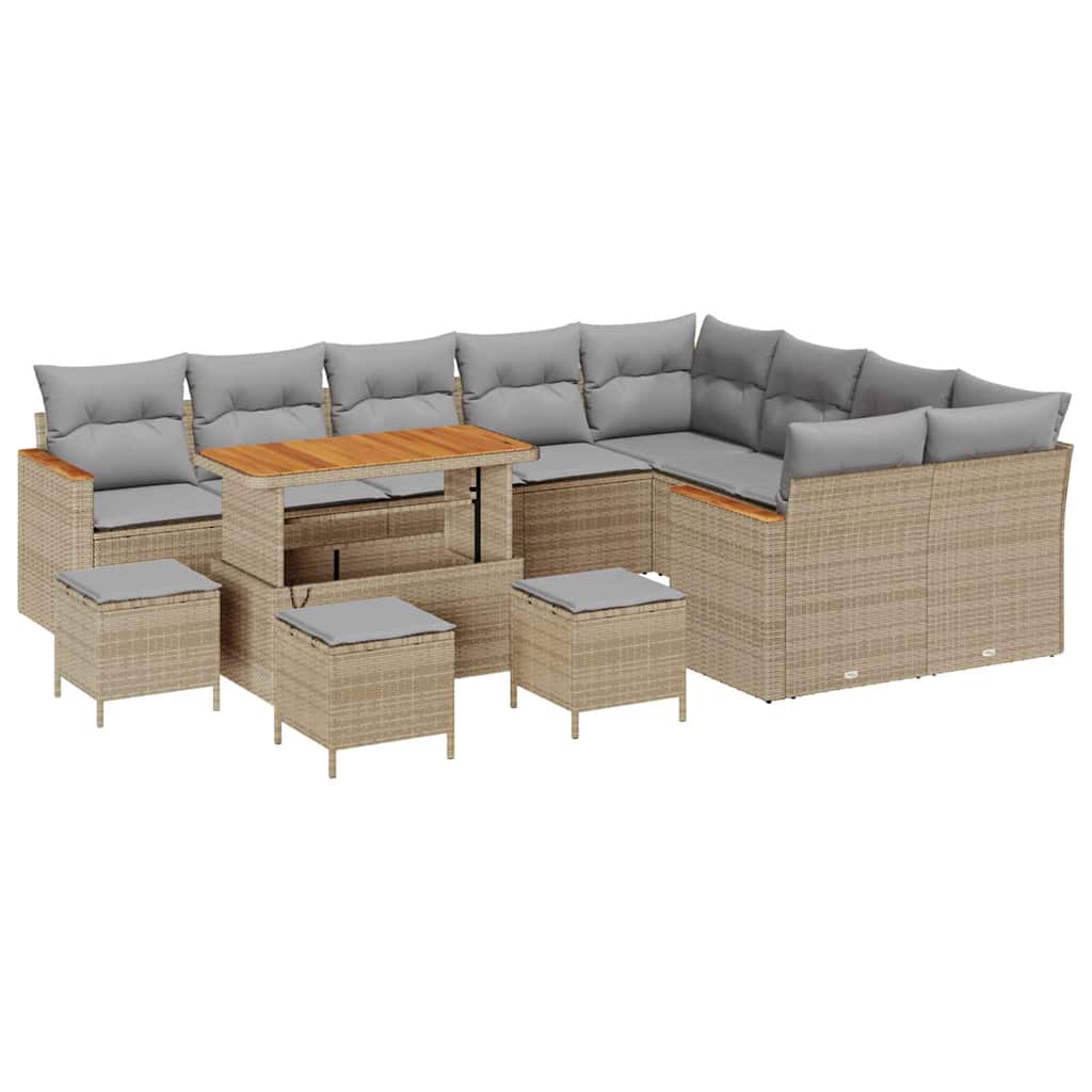 Set Divano da Giardino 13 pcs Beige polyrattan