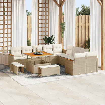 Set Divano da Giardino 13 pcs Beige polyrattan