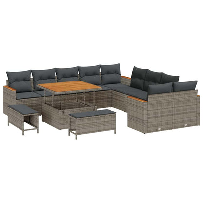 Set Divano da Giardino 13 pcs Grigio polyrattan