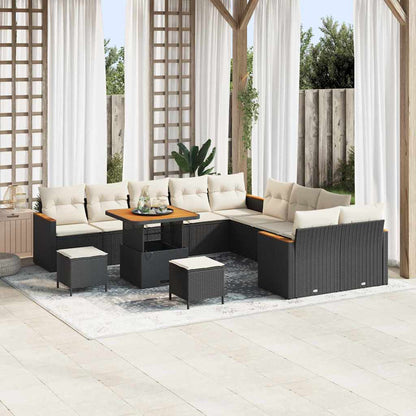 Set Divano da Giardino 13 pcs Nero polyrattan