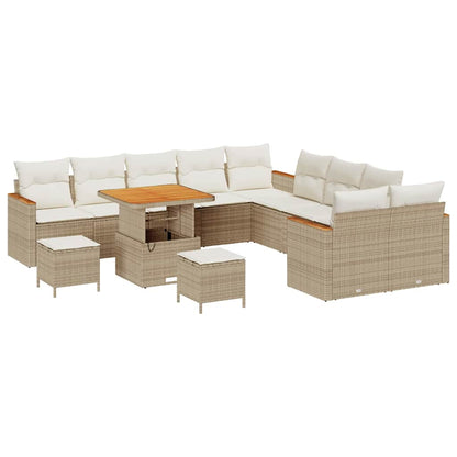 Set Divano da Giardino 13 pcs Beige polyrattan