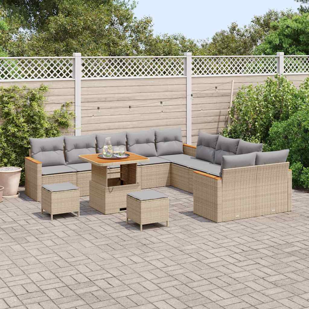 Set Divano da Giardino 13 pcs Beige polyrattan