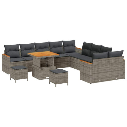Set Divano da Giardino 13 pcs Grigio polyrattan