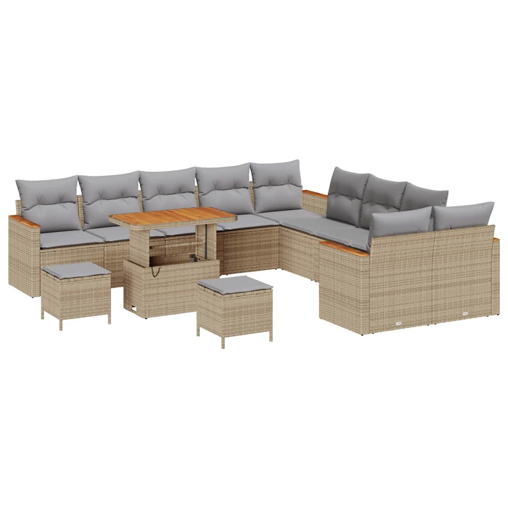 Set Divano da Giardino 13 pcs Beige polyrattan