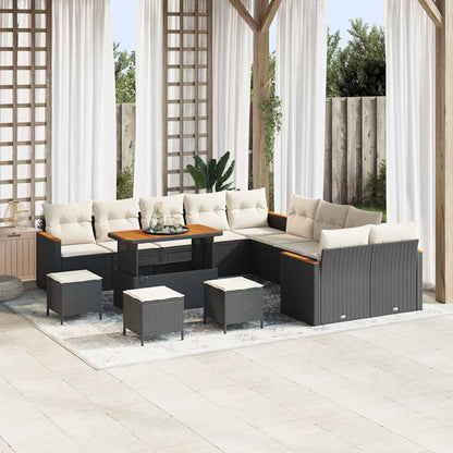 Set Divano da Giardino 14 pcs Nero polyrattan