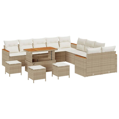 Set Divano da Giardino 14 pcs Beige polyrattan