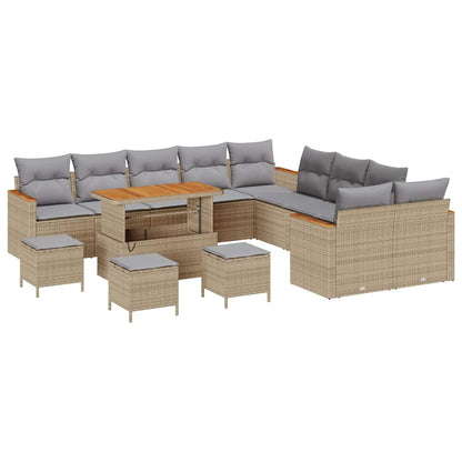 Set Divano da Giardino 14 pcs Beige polyrattan