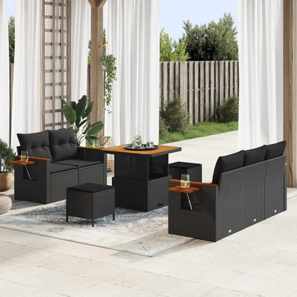 Set Divano da Giardino con cuscino 8 pcs Nero