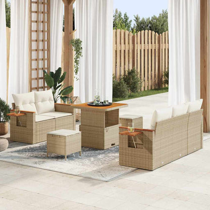 Set Divano da Giardino con cuscino 8 pcs Beige e Crema