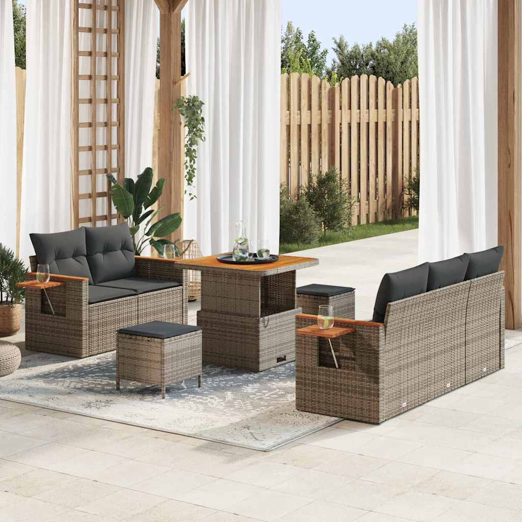Set Divano da Giardino con cuscino 8 pcs Grigio