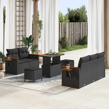 Set Divano da Giardino con cuscino 8 pcs Nero