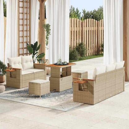 Set Divano da Giardino con cuscino 8 pcs Beige e Crema