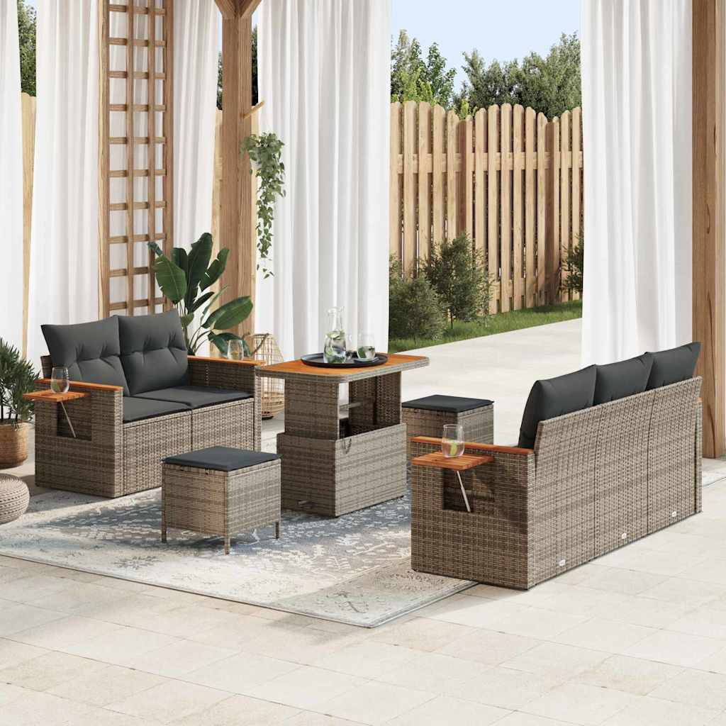 Set Divano da Giardino con cuscino 8 pcs Grigio