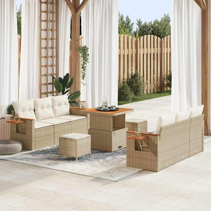 Set Divano da Giardino con cuscino 9 pcs Beige e Crema