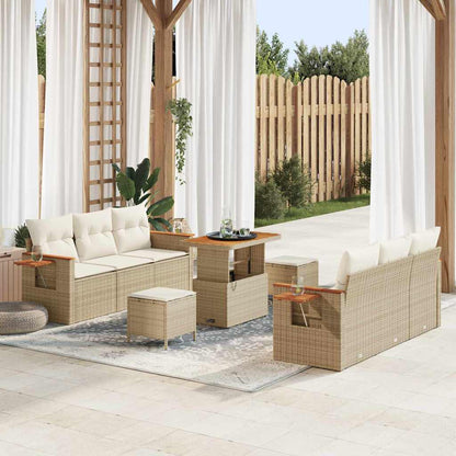 Set Divano da Giardino con cuscino 9 pcs Beige e Crema