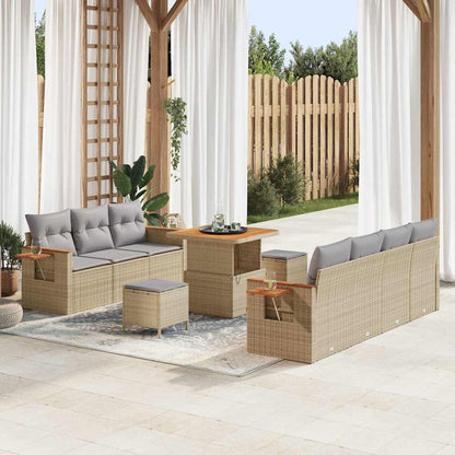 Set Divano da Giardino con cuscino 10 pcs Beige e Grigio Chiaro