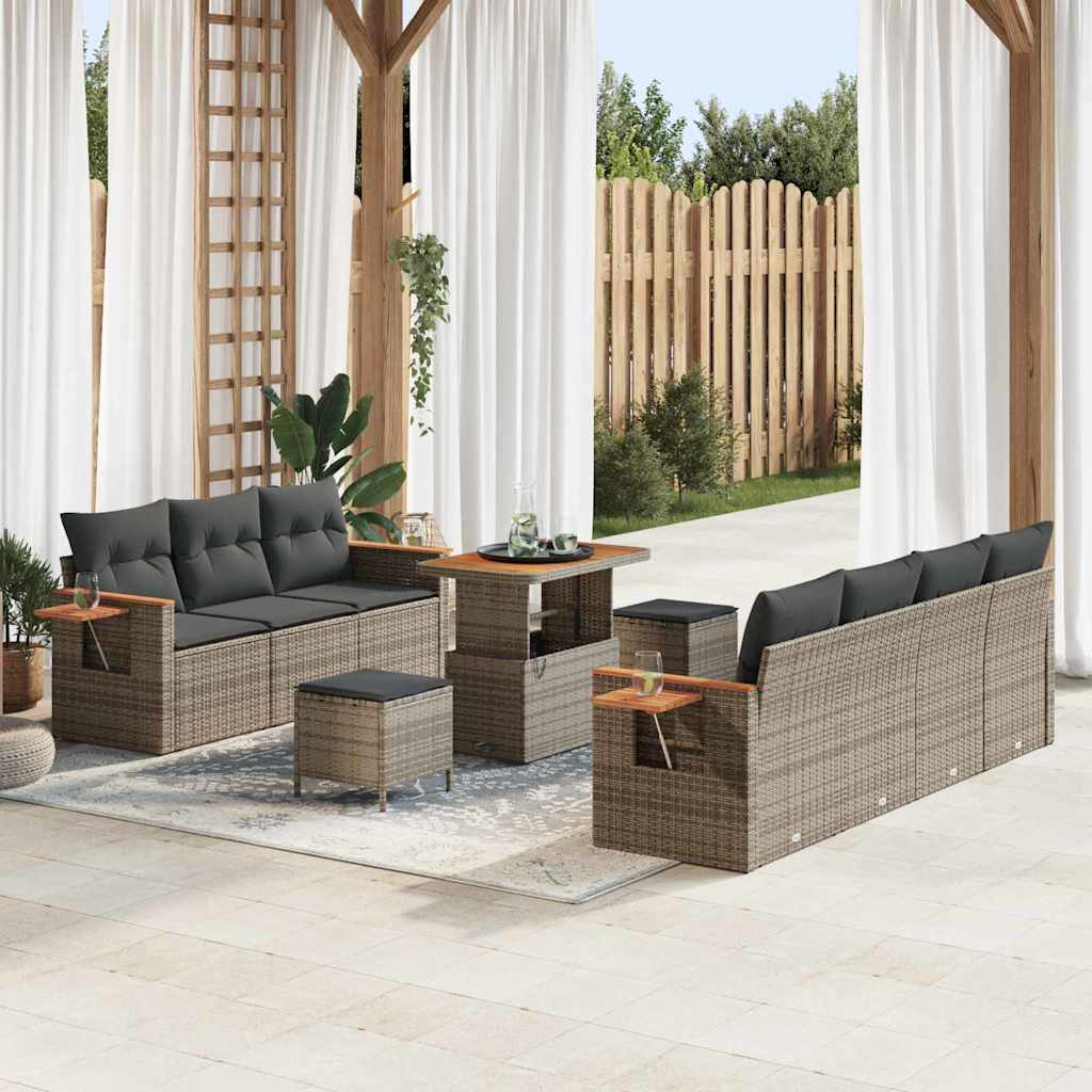 Set Divano da Giardino con cuscino 10 pcs Grigio