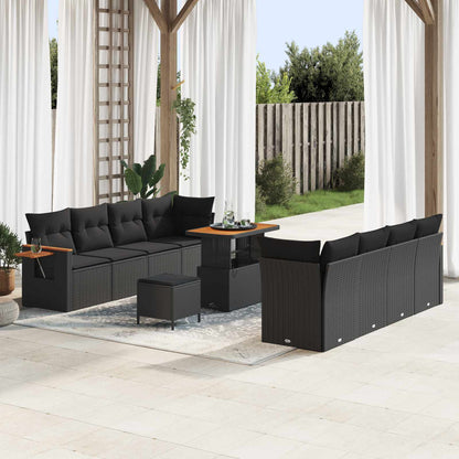 Set Divano da Giardino con cuscino 11 pcs Nero