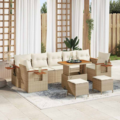 Set Divano da Giardino con cuscino 10 pcs Beige e Crema