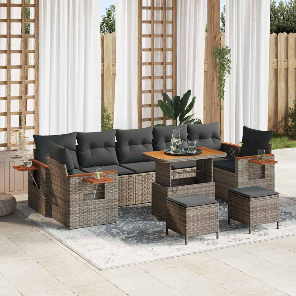 Set Divano da Giardino con cuscino 10 pcs Grigio